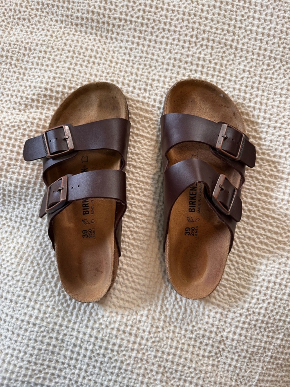 Birkenstock Arizona Two-Strap Sandals in Brown Leather